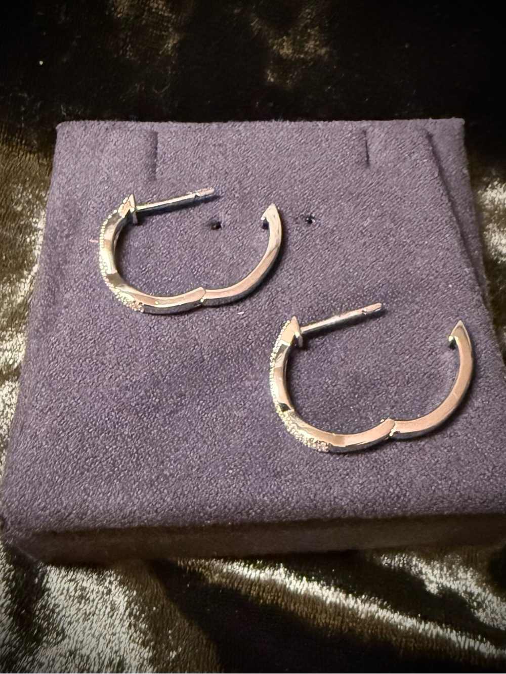 925 Sterling Silver Hoop Earrings with Moissanite Pavé Accents - Picture 5 of 8